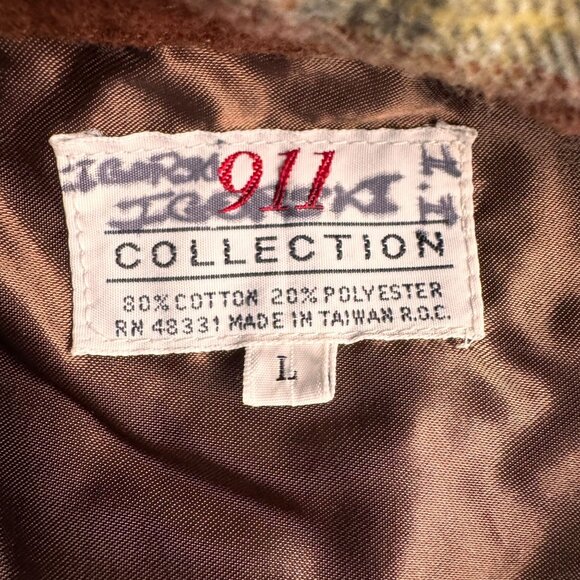 Vintage 911 Brown Plaid Flannel Shirt Mens L 70s Chest Flap Pockets‎ Soft Button - Picture 3 of 6